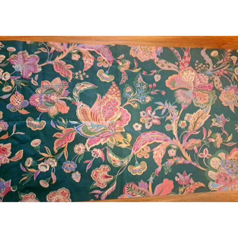 Lotus Flower Valance Dark Green Art Deco Style Baroque Floral Elegant 16x70